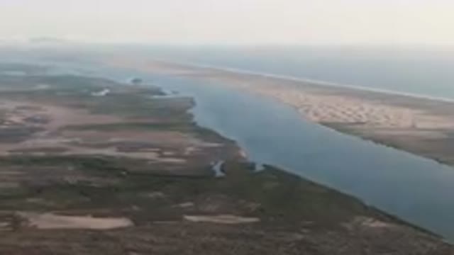 ALDOFO LOPEZ MATEOS BCS MEXICO-2023: Aerial Wide River Running Through A Desert
