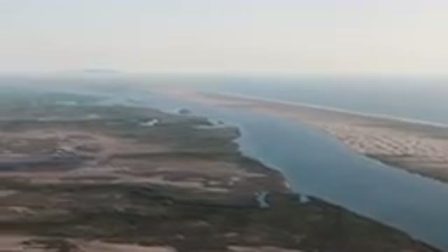 ALDOFO LOPEZ MATEOS BCS MEXICO-2023: Aerial Wide River Running Through A Sandy