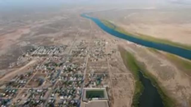 ALDOFO LOPEZ MATEOS BCS MEXICO-2023: Aerial City With River Running Through It