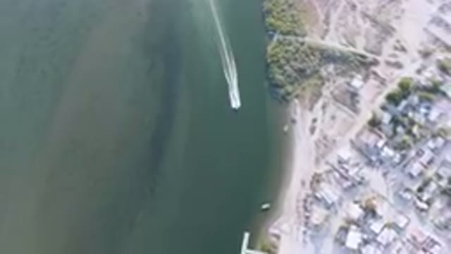 ALDOFO LOPEZ MATEOS BCS MEXICO-2023: Aerial Boat Traveling Through A Body Of Water
