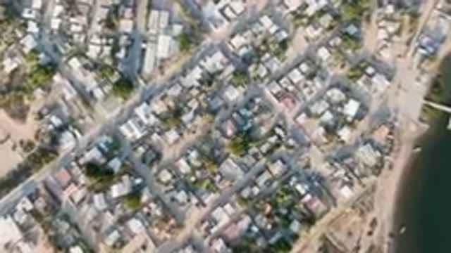 ALDOFO LOPEZ MATEOS BCS MEXICO-2023: Aerial City With River And Bridge