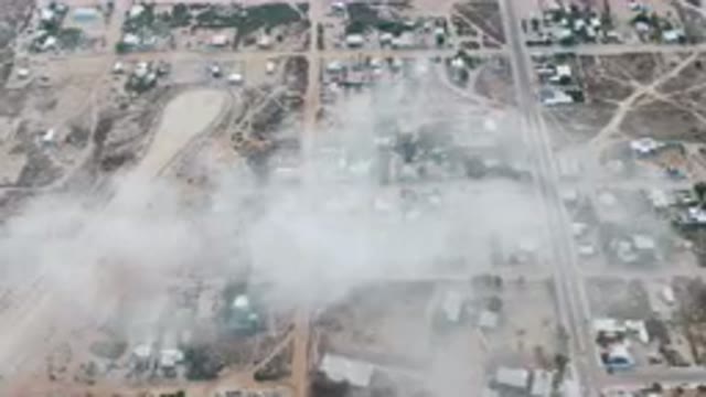 ALDOFO LOPEZ MATEOS BCS MEXICO-2023: Aerial City With A Lot Of Smoke Coming Out