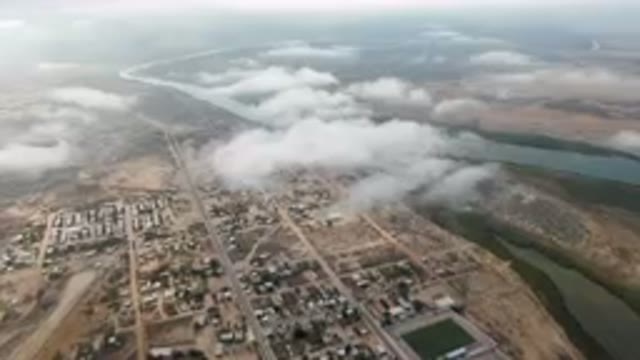 ALDOFO LOPEZ MATEOS BCS MEXICO-2023: Aerial City With A River Running Through It