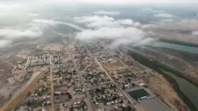 ALDOFO LOPEZ MATEOS BCS MEXICO-2023: Aerial City With A River Running Through It