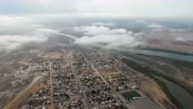 ALDOFO LOPEZ MATEOS BCS MEXICO-2023: Aerial City With A River Running Through It