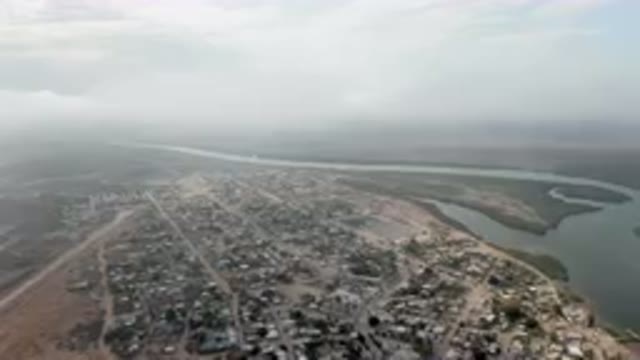 ALDOFO LOPEZ MATEOS BCS MEXICO-2023: Aerial City With A River Running Through It