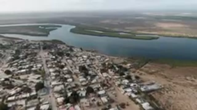 ALDOFO LOPEZ MATEOS BCS MEXICO-2023: Aerial City With A River And A Lake