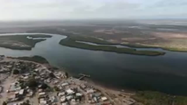 ALDOFO LOPEZ MATEOS BCS MEXICO-2023: Aerial City With A River And A Beach