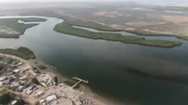 ALDOFO LOPEZ MATEOS BCS MEXICO-2023: Aerial Small Town With A River And A Small