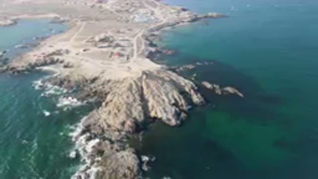 BAHIA ASCUNCION BCS MEXICO-2023: Aerial Small Island With A Lighthouse And A