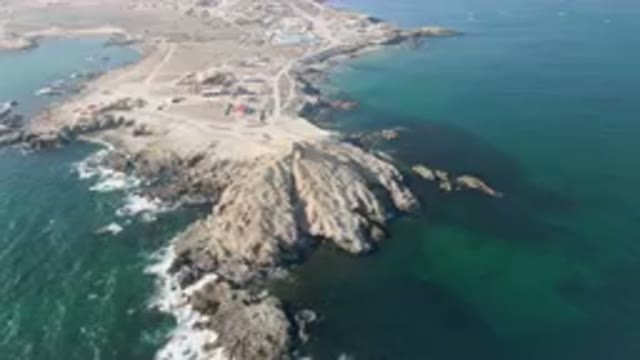 BAHIA ASCUNCION BCS MEXICO-2023: Aerial Small Island With A Lighthouse On Top Of