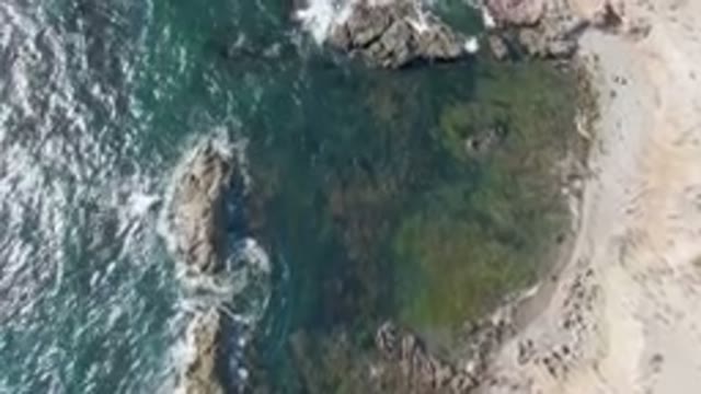 BAHIA ASCUNCION BCS MEXICO-2023: Aerial View Of Beach Shoreline With Waves And Rock Formations