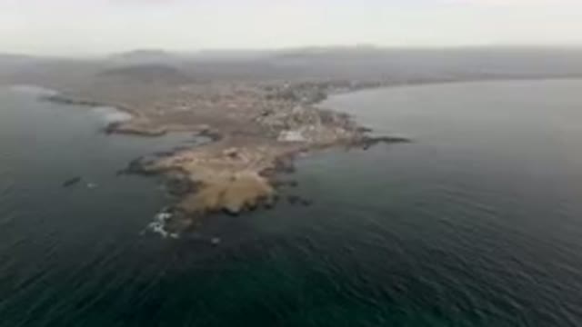 BAHIA ASCUNCION BCS MEXICO-2023: Aerial Small Town On A Rocky Island In The