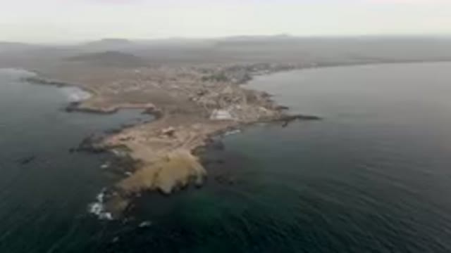 BAHIA ASCUNCION BCS MEXICO-2023: Aerial Small Town On A Rocky Island In The