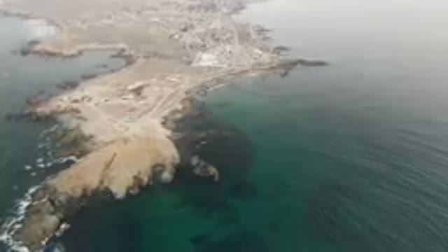 BAHIA ASCUNCION BCS MEXICO-2023: Aerial View of Small Island With Beach and Town