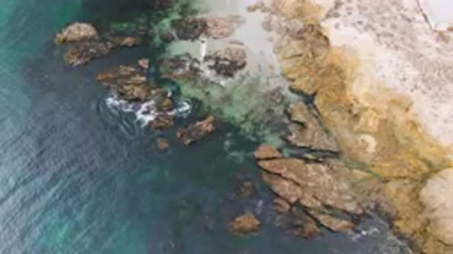 BAHIA ASCUNCION BCS MEXICO-2023: Aerial View of Cliff Overlooking Beach