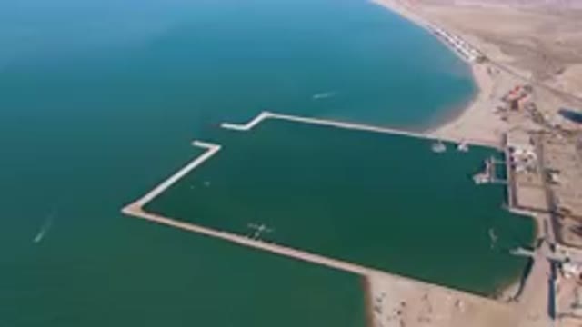 SAN FELIPE BC MEXICO-2023: Aerial View of Large Body of Water with Dock and Beach