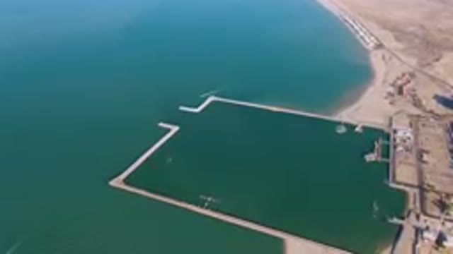 SAN FELIPE BC MEXICO-2023: Aerial View of Large Body of Water With Dock and Beach