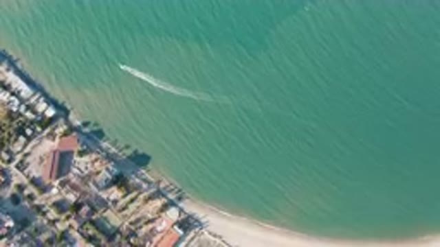 SAN FELIPE BC MEXICO-2023: Aerial Beach With A Boat In The Water