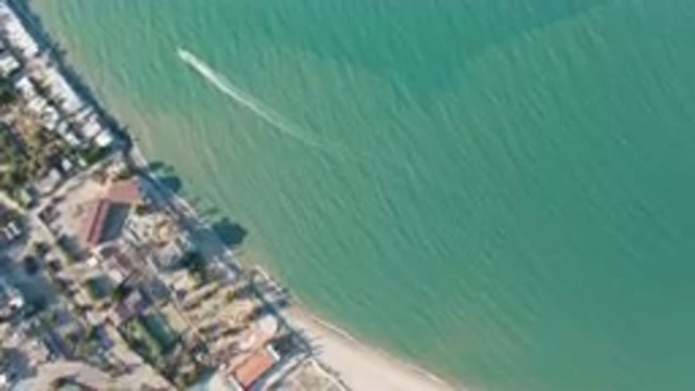 SAN FELIPE BC MEXICO-2023: Aerial Beach With Two Boats In The Water
