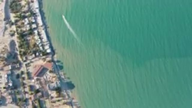 SAN FELIPE BC MEXICO-2023: Aerial Beach With Two Boats In The Water