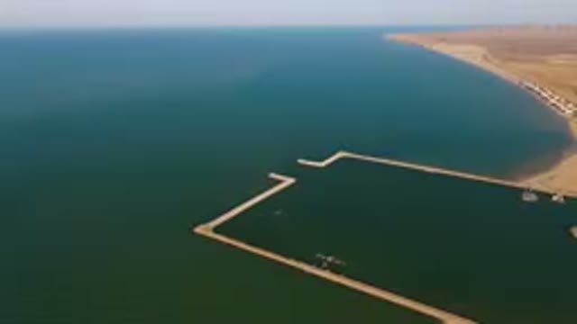 SAN FELIPE BC MEXICO-2023: Aerial Marina With A Long Dock And A Beach