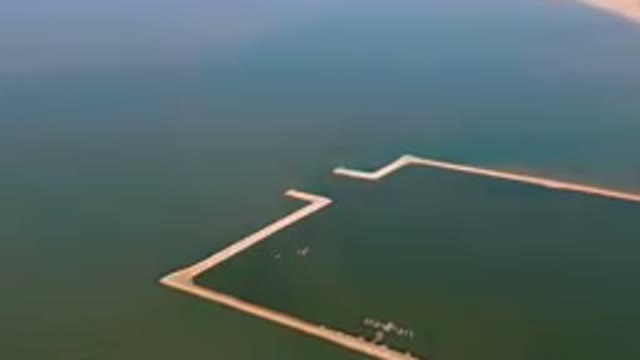 SAN FELIPE BC MEXICO-2023: Aerial View of Water With Pier and Inlets