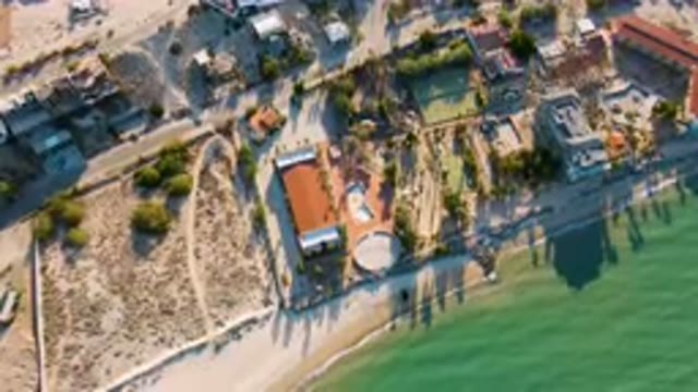 SAN FELIPE BC MEXICO-2023: Aerial Beach With A House And Tennis Court