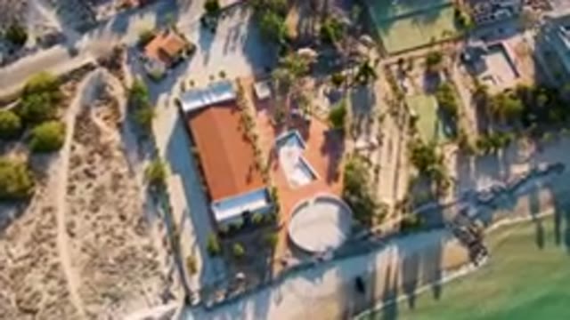 SAN FELIPE BC MEXICO-2023: Aerial Beach With A House And Tennis Court
