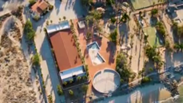 SAN FELIPE BC MEXICO-2023: Aerial House With Tennis Court and Surrounding Scenery