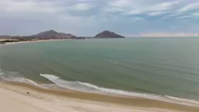 SAN FELIPE BC MEXICO-2023: Beach With A Mountain In The Distance