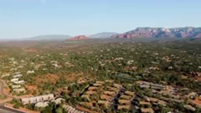SEDONA ARIZONA USA-2023: Aerial Town With A Mountain In The Background