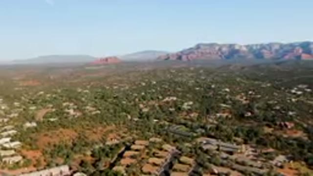 SEDONA ARIZONA USA-2023: Aerial Town With A Mountain In The Background
