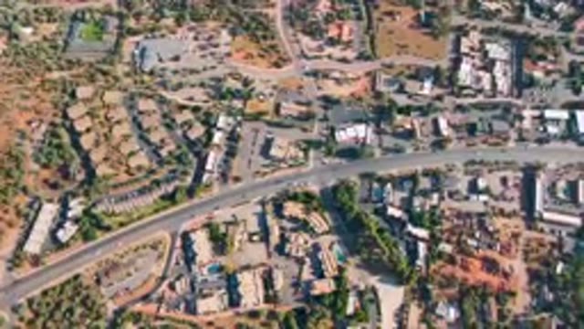 SEDONA ARIZONA USA-2023: Aerial View of City With Road and Street