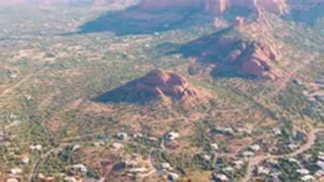 SEDONA ARIZONA USA-2023: Aerial City And Mountains With A Valley In The