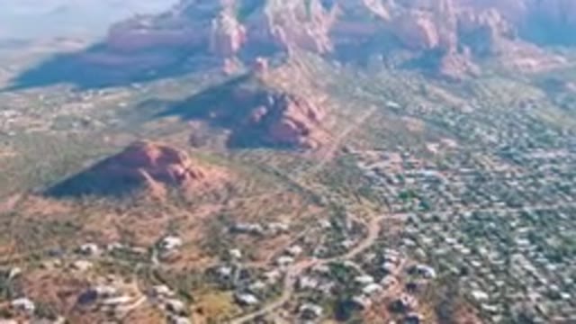 SEDONA ARIZONA USA-2023: Aerial City And Mountains With A Valley In The