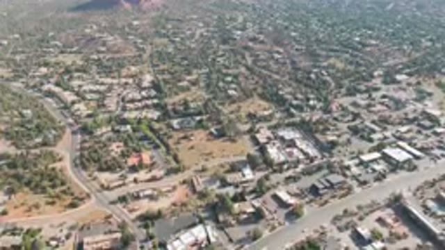 SEDONA ARIZONA USA-2023: Aerial View of Buildings and Trees