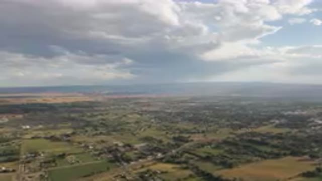 PALISADES COLORADO USA-2023: Wide Aerial View of Valley and Cloudy Sky