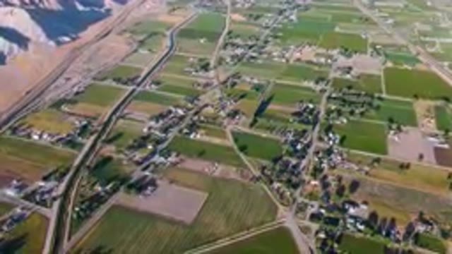 PALISADES COLORADO USA-2023: Aerial View of Small Town With Highway and River