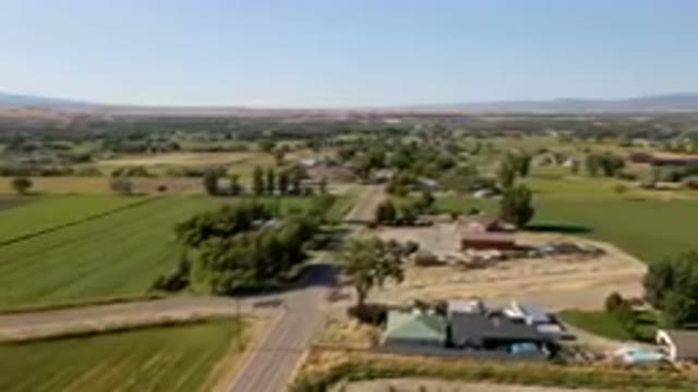 PALISADES COLORADO USA-2023: Aerial Farm With Road And Fields