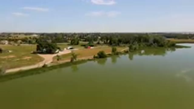 BROOMFIELD COLORADO USA-2023: Aerial Farm And River In Rural Area