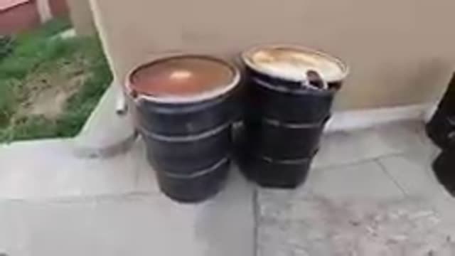 Toxic Waste and Trash Outside Near Buildings. Denver, Colorado
