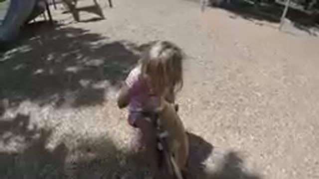 Little Girl That Is Standing On A Swing
