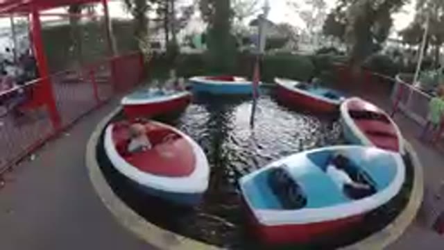Denver, Colorado-August 1, 2017- Kids On A Water Ride At Lakeside Amusement Park