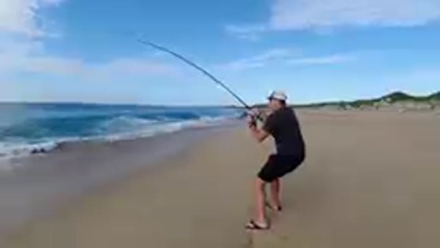 Los Cabos, Mexico-2019: Confident Man Fishing in Los Cabos