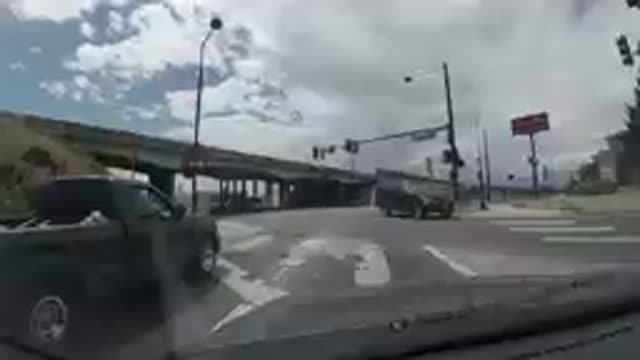 COLORADO UNITED STATES-2019: Dashcam View of Intersection Under Highway Overpass