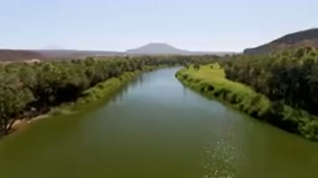 SAN IGNACIO BCS MEXICO-2023: River With A Mountain In The Background