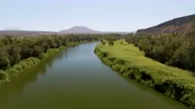 SAN IGNACIO BCS MEXICO-2023: Walking Along A River In A Green Field