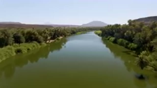 SAN IGNACIO BCS MEXICO-2023: River With A Mountain In The Background