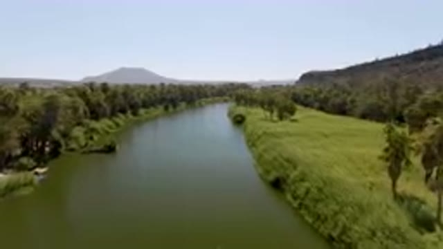 SAN IGNACIO BCS MEXICO-2023: River With A Mountain In The Background